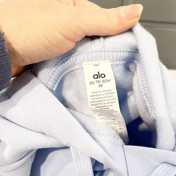 Alo Accolade Hoodie Pullover Sweatshirt Steel Blue XS - Picture 2 of 4